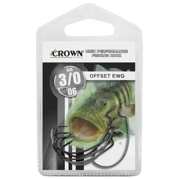 Anzol Crown Offset EWG Black (ideal para isca soft)