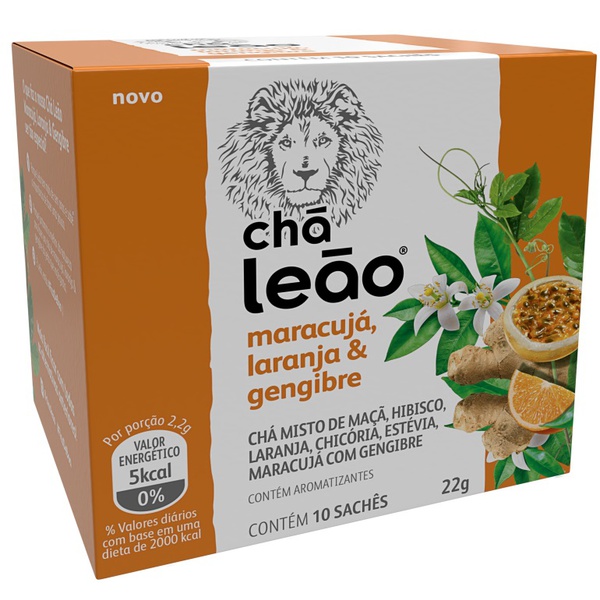 CHA LEAO MARACUJA, LARANJA, E GENGIBRE 22 G C/ 10 SAQ. (2231) | PADRÃO