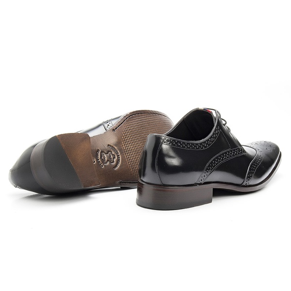 Sapato Brogue Masculino De Amarrar Preto Solado Em Couro | FRANBOOTS |  Calçados em Couro