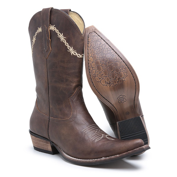 bota texana masculina bico fino