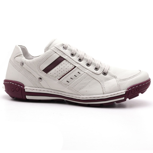 Sapatênis Masculino Em Couro Legítimo Gelo/Bordo - Ref.3005 | FRANCA GRIFFE
