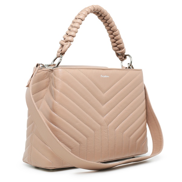Bolsa Tote Matelassê Couro Nude Com Alça de Mão Tayla Frieden | FRIEDEN