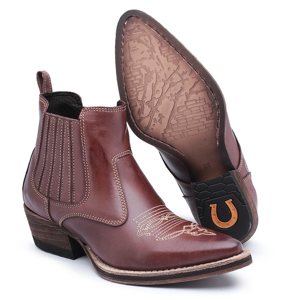 bota de bico fino cano curto