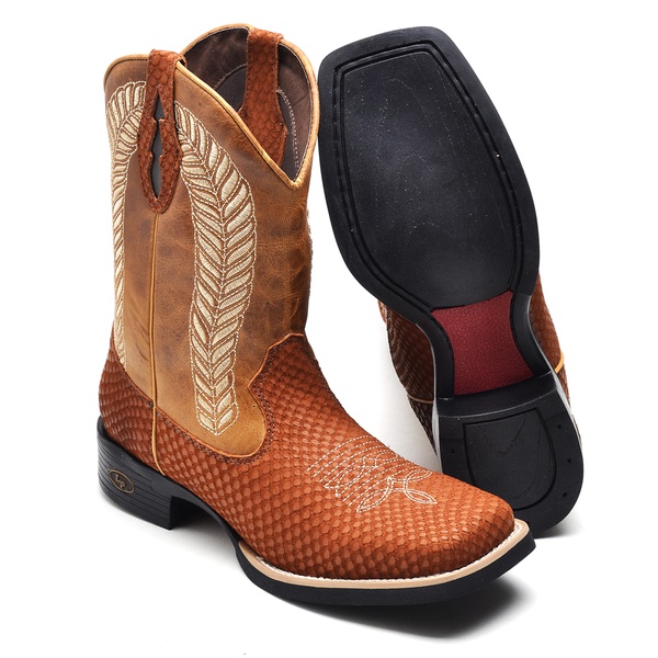 Bota Masculina Texana Country Cano Médio Couro Luxo | GH CALÇADOS