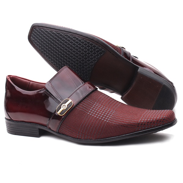 Sapato Social Gofer Em Couro Legítimo Dark Red Com Detalhes Em Blob Xadrez  Exclusivo - 0901APU | GOFERCALCADOS