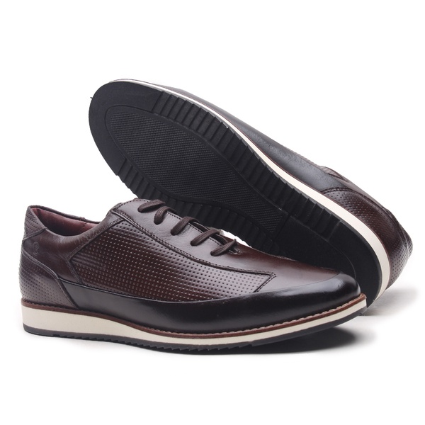 Sapatênis Gofer Em Couro Comfort Pinhão com Detalhes Café - 21015 |  GOFERCALCADOS