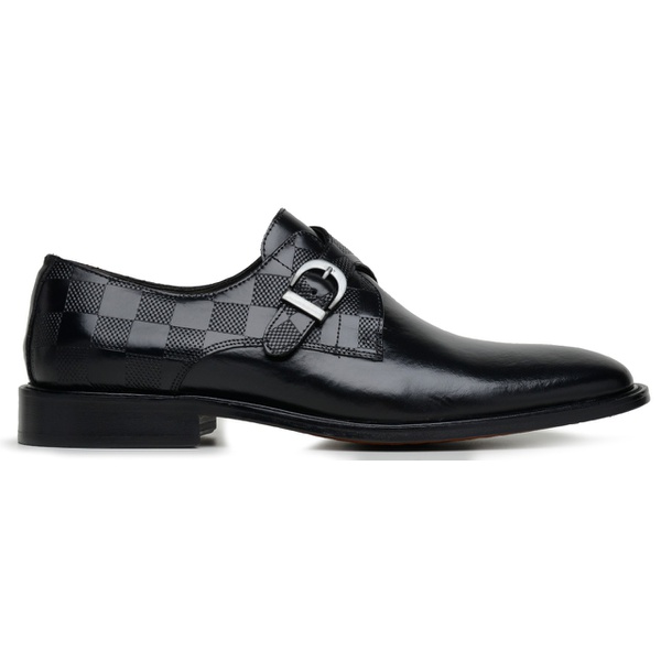 Sapato Social Masculino Monk Strap Square Preto | Grife Couro