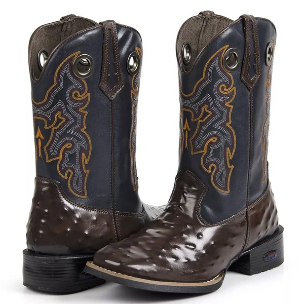 bota country masculina couro de avestruz