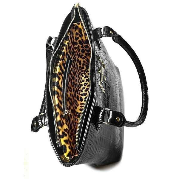 Bolsa Tote Feminina Verniz Comcharme Grande Lateral Preto | GuGi Calçados e  Acessórios