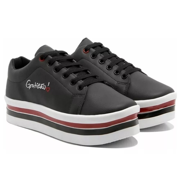 tenis feminino plataforma preto