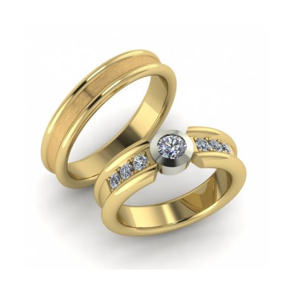 Aliança de Casamento Glamour com Diamante 30 Pontos