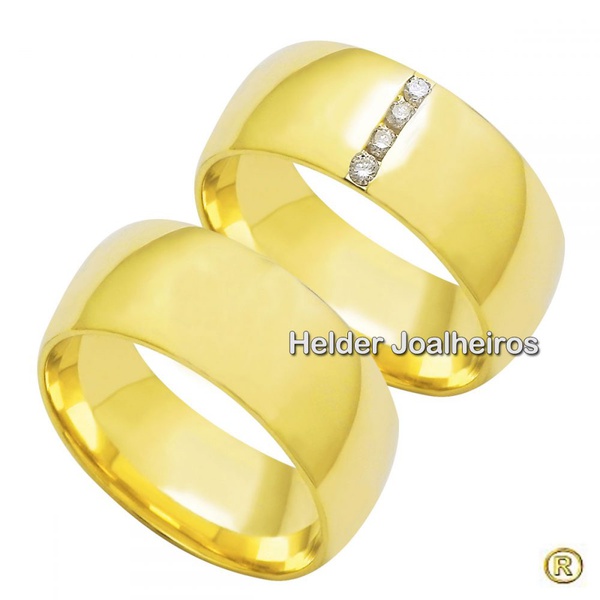 Aliança de Casamento 8,0 Milímetros - com Diamantes - Ouro 18k