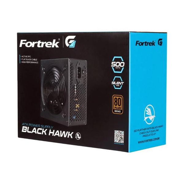 FONTE ATX BLACK HAWK 500W 80 PLUS BRONZE PFC ATIVO FORTREK G