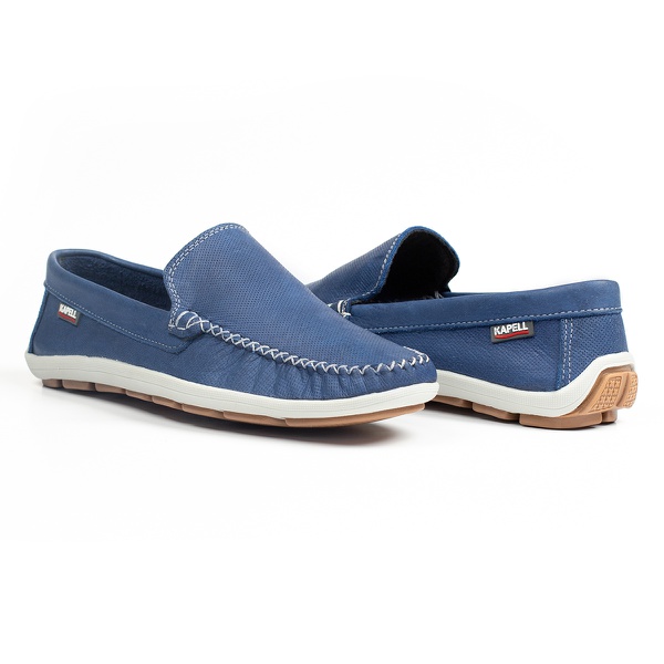 Mocassim Masculino Azul em Couro Legitimo Linha Dubai Kapell |  KAPELLCALCADOS