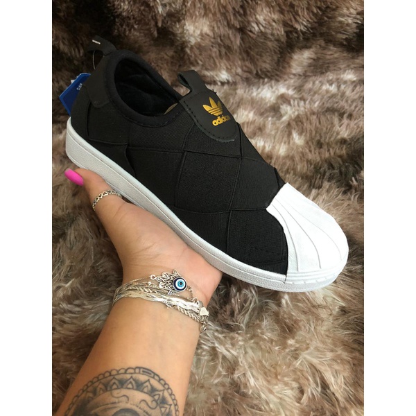 adidas superstar slip on preto feminino