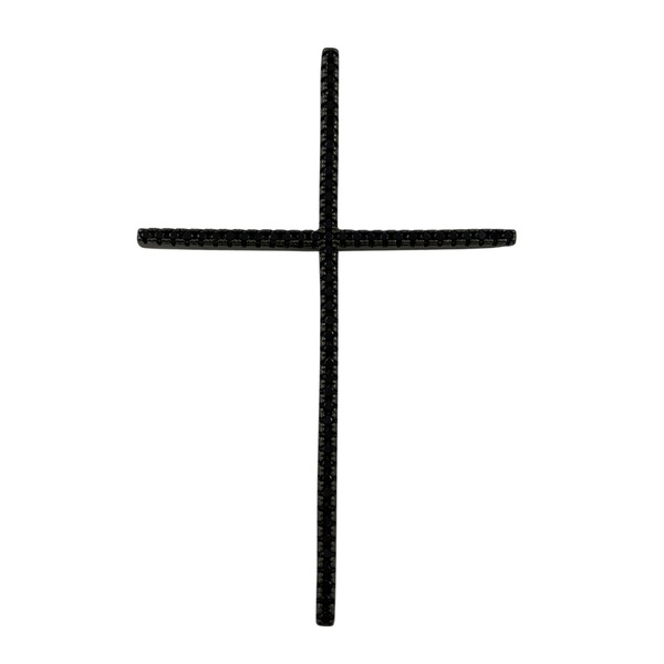 Pingente Cruz Ródio Negro com Zircônias em Prata 925