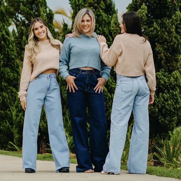 cropped tricot manga longa gola alta