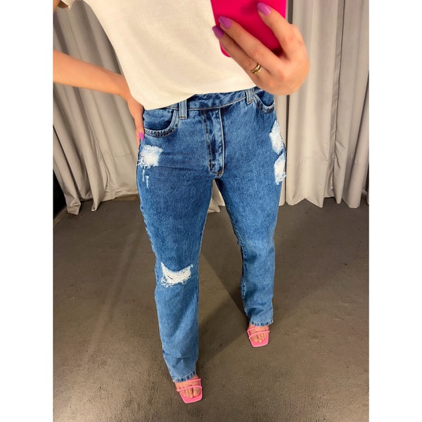 Calca Jeans Wide Leg Abertura Barra Md Lelle Co