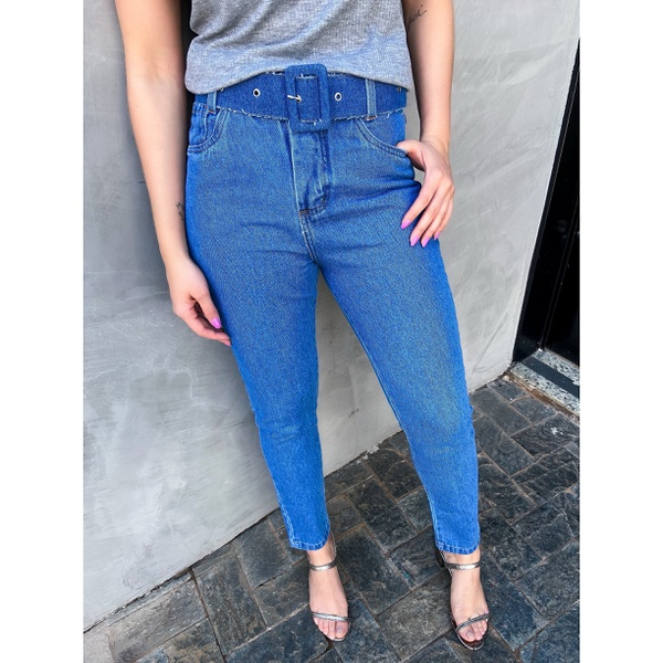 Calca Mom Jeans C Cinto Md Lelle Co