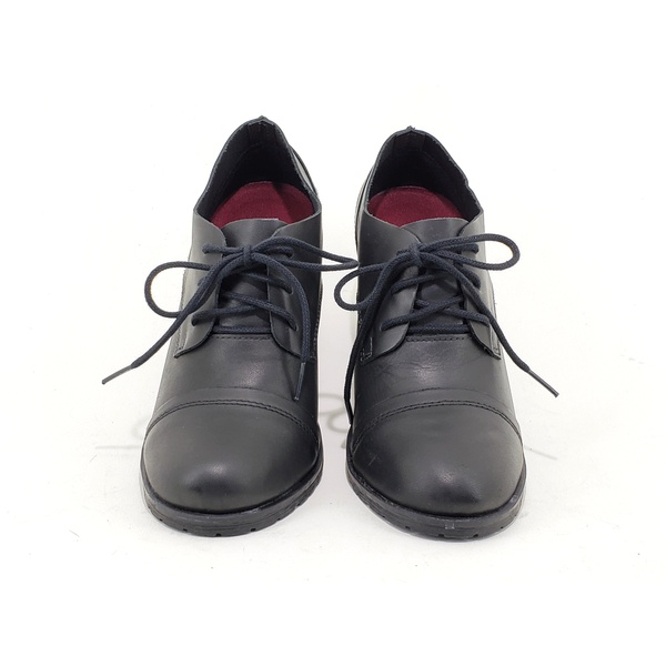 SAPATO OXFORD EM COURO PRETO SALTO GROSSO - COD. 100P | LILASCALCADOS
