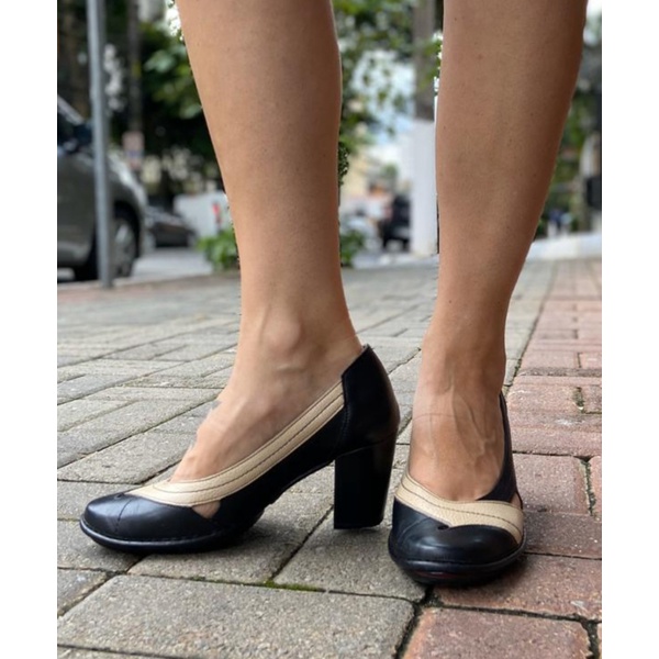 Compre Sapato Scarpin Gracie Tricolor Wet Branco Bege Preto Di Online