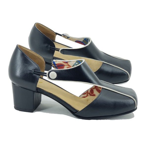 sapato feminino preto salto grosso