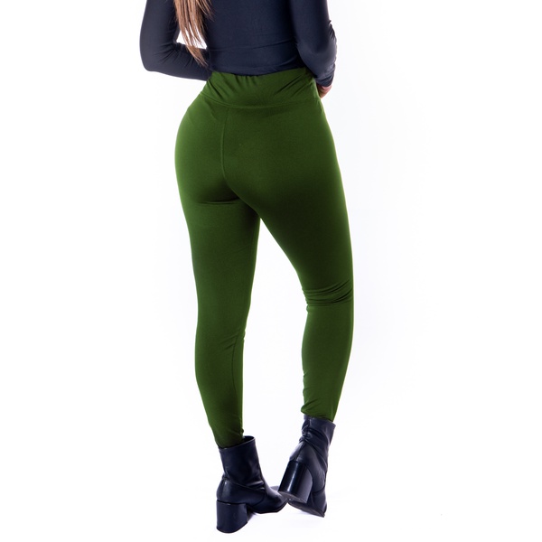 Calça Legging Suplex Flanelada Verde Militar | Moda LLevo | Moda Fitness
