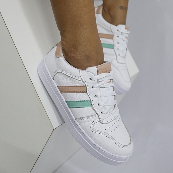 Tênis Court Hannah Gabriela Ribeiro Nude Com Verde | Loja Gabriela Ribeiro