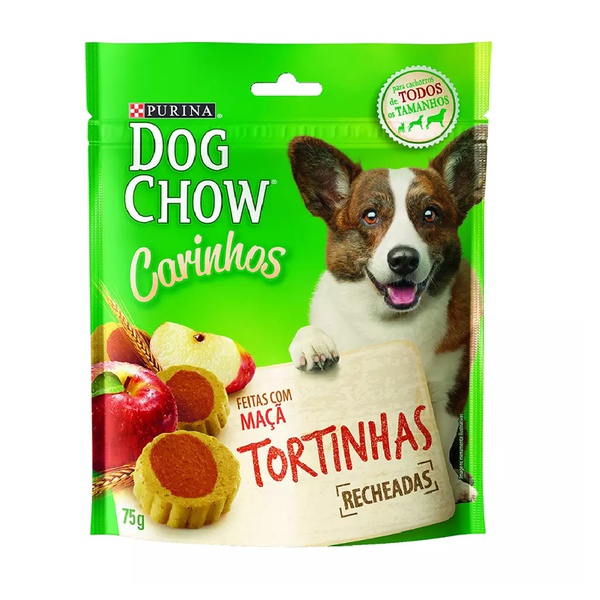 Petisco Dog Chow Carinhos Tortinhas para Cães Adultos e Filhotes Sabor Maçã - 75g