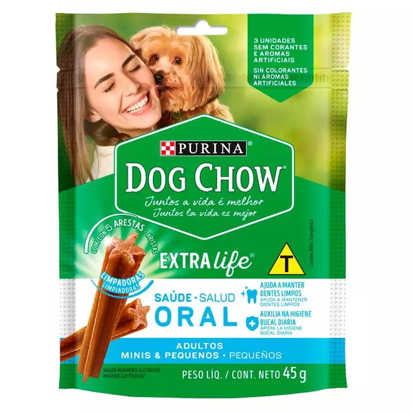 Petisco Purina Dog Chow Extra Life Saúde Oral para Cães de Porte Mini e Pequeno