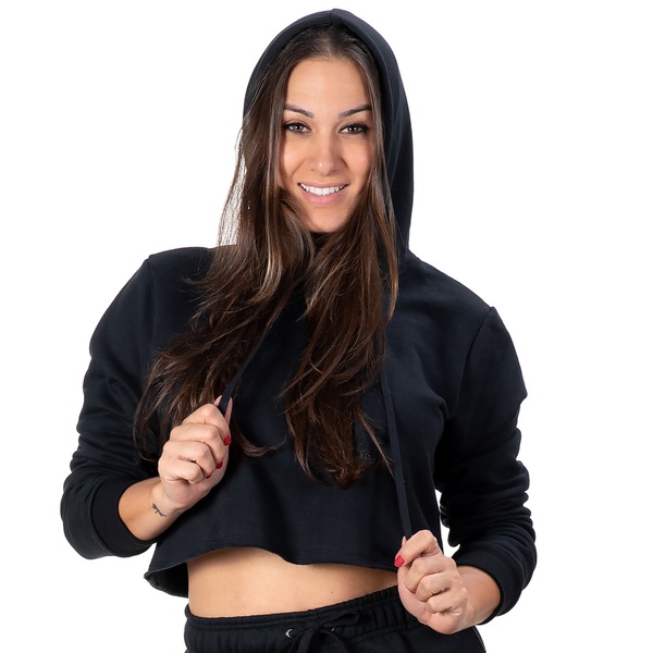 mesh cropped moletom com capuz