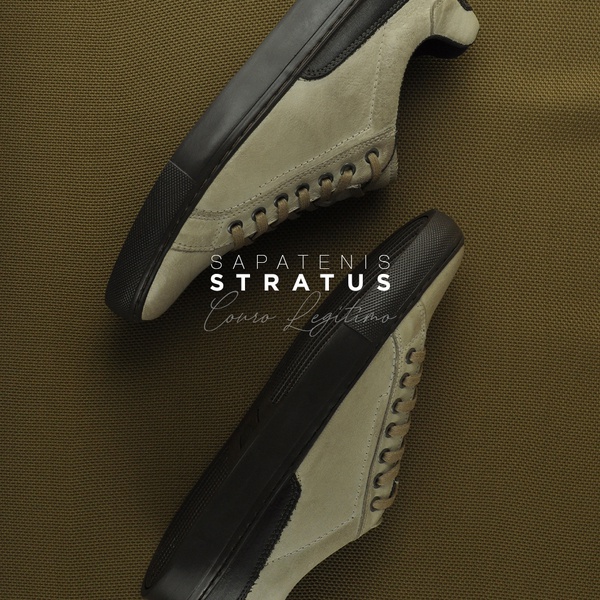 Sapatenis Casual em Couro Masculino Stratus - Neve/Café | Calçados Laroche
