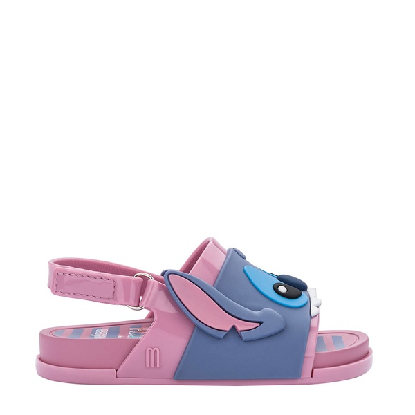 Mini Melissa Beach Slide Sandal + Stitch Infantil Rosa Azul