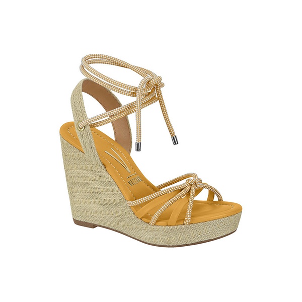 Sandalia Anabela Amarração Mostarda | LOJASANTAROSA