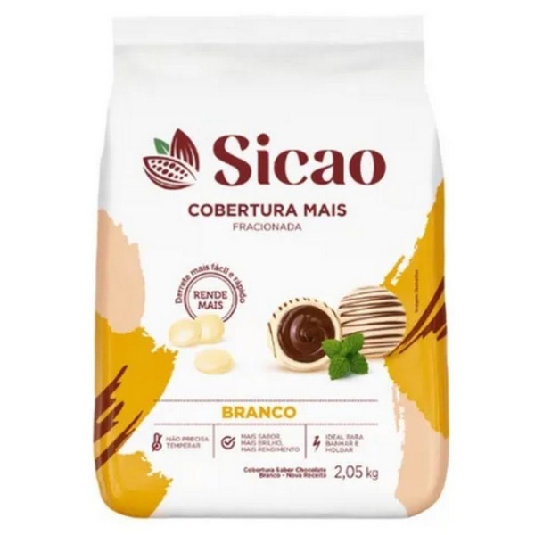 Cobertura Chocolate Sicao Mais Branco 2,05kg em Gotas