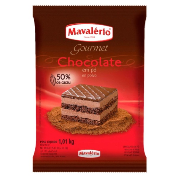 Chocolate em pó 50% Cacau 1,01kg Mavalério