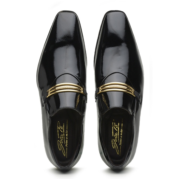 Sapato Social Jota Pe Preto Montblanc Gold + Cinto Verniz Preto | MADOK
