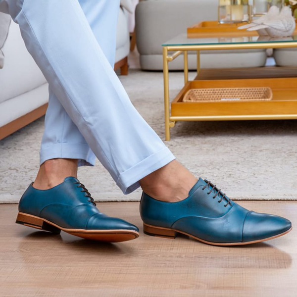 Sapato Social Couro Azul Scay + Cinto de Couro | MADOK