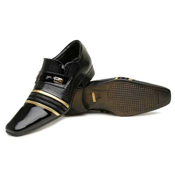 Sapato Social Jota Pe Verniz Preto/Ouro Velho | MADOK