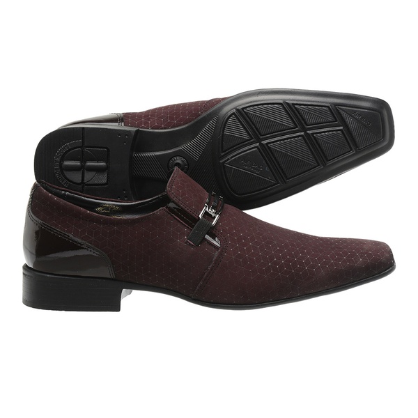 Sapato Social Neway Masculino Vinho e Preto