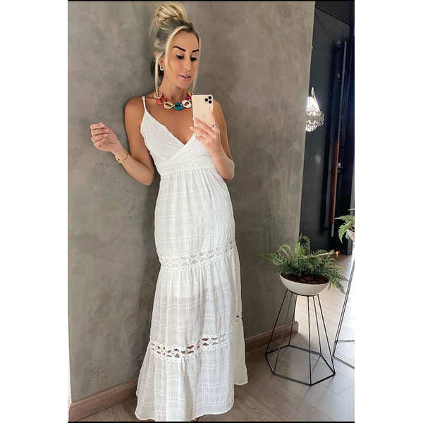 vestido seda branco