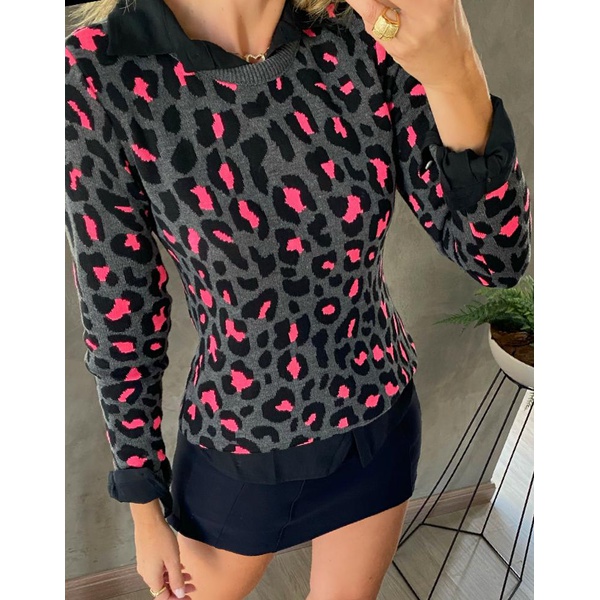 Blusa tricot onça clearance