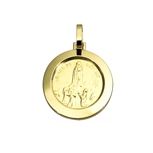 Pingente Medalha Nossa Senhora de Fátima em Ouro 18K