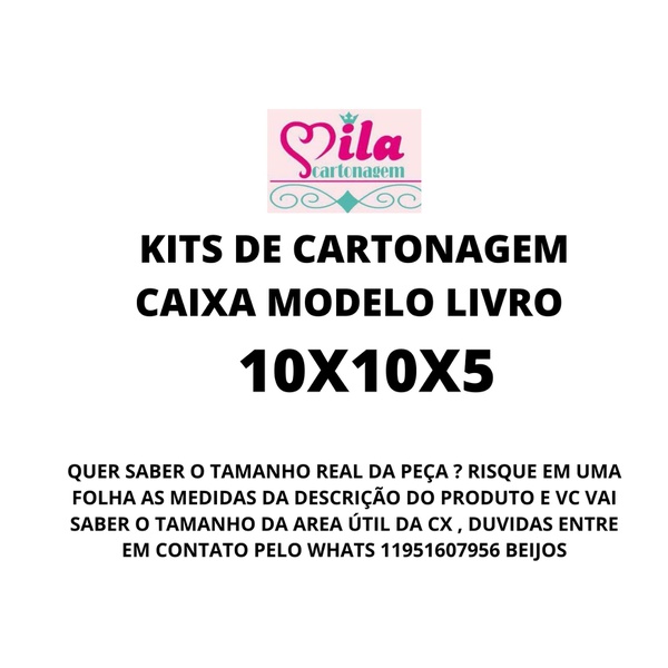 KITS DE CARTONAGEM PARA CAIXA LIVRO TAMANHO 10X10X5 - 5 KITS