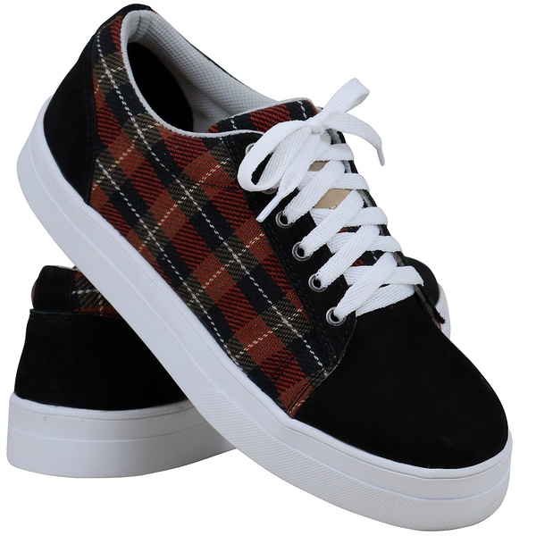 tenis xadrez vermelho