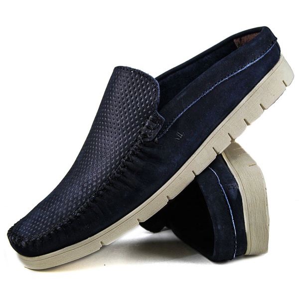 Mule Premium em Couro Nobuck Diamante Marinho Capri 351 | MRLIGHT CALCADOS