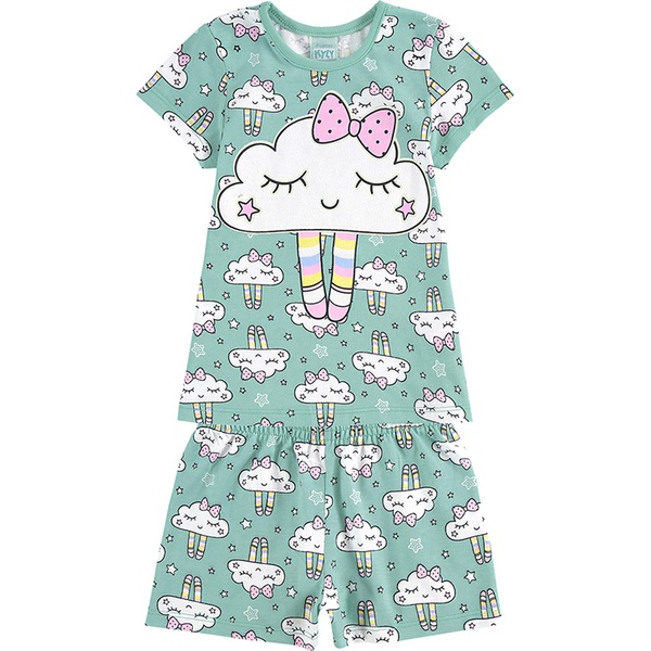 Pijama Kyly Infantil Feminino Nuvem 4 ao 12