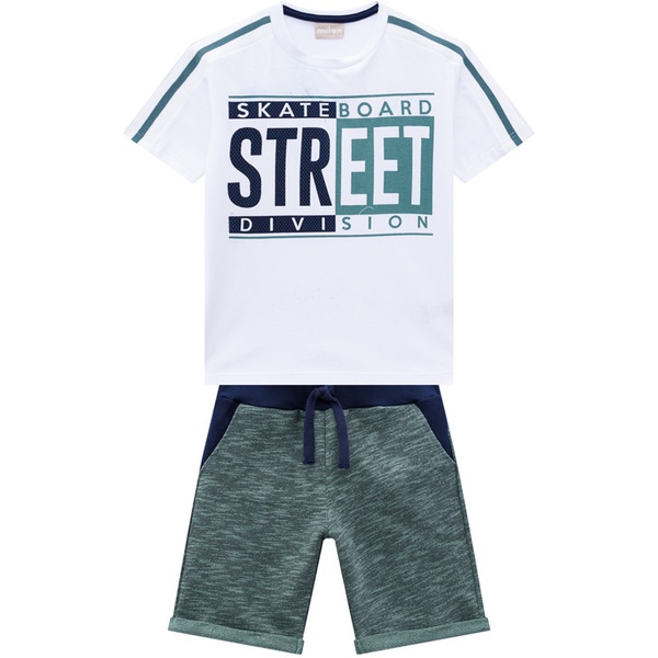 Conjunto Milon Infantil Masculino Camiseta + Bermuda Moletom