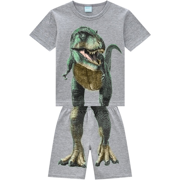 Pijama Kyly Masculino Infantil Camiseta + Bermuda estampa Dinossauro 
