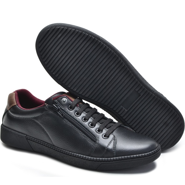 SAPATÊNIS EM COURO - PRETO ZB07 | NINE4 STORE